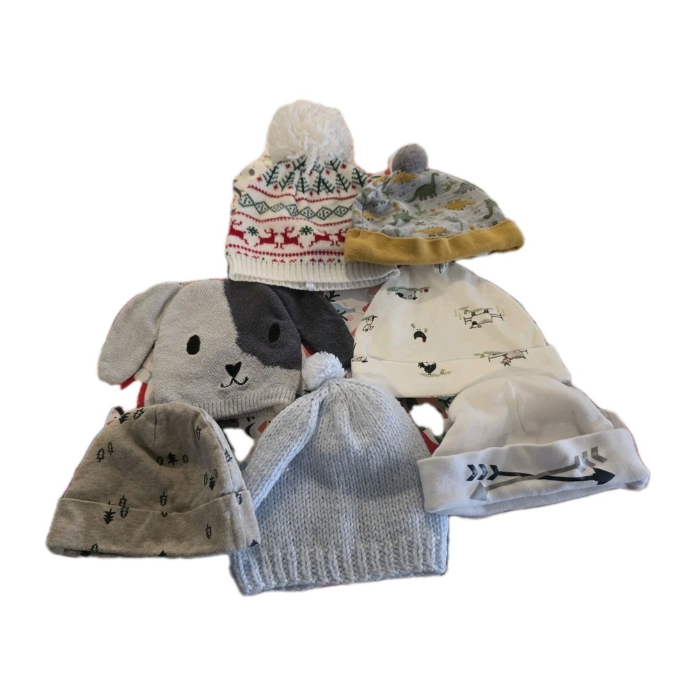 Lot of 7!! Toddler Hats Boys. Baby Essentials. Gerber. Rabit Bear Organic.